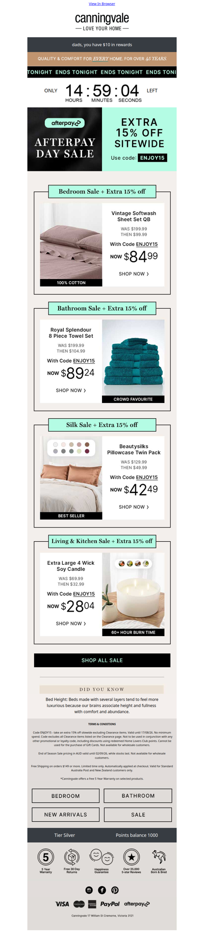 Last chance: Extra 15% off Afterpay Day Sale