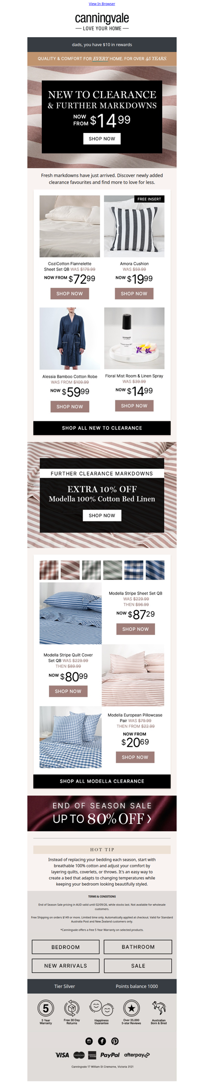New and further markdowns are here + the secret to year round comfort