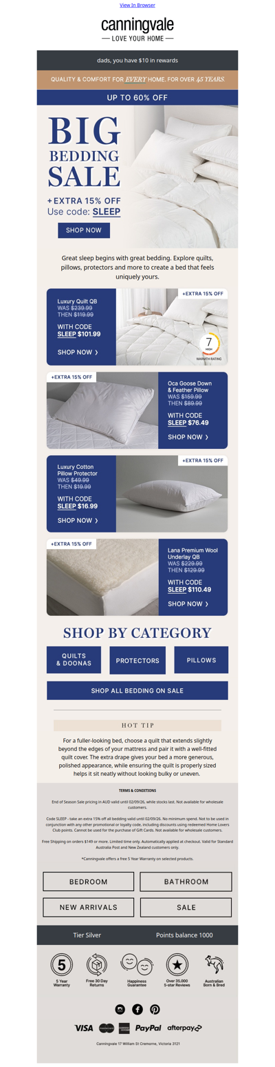 Up to 60% off Big Bedding Sale + extra 15% off and the secret to a fuller bed