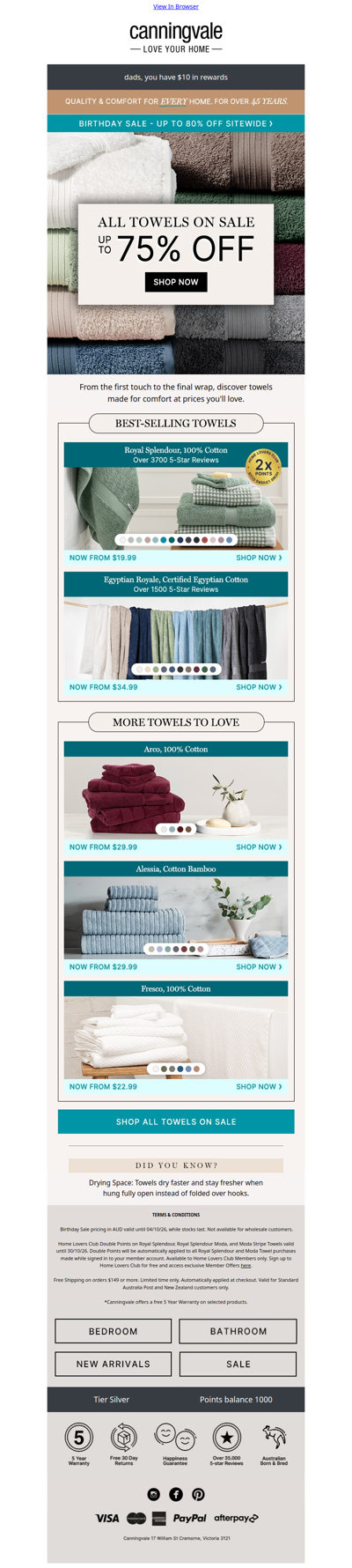 Up to 75% off all towels (plus a quick trick for hanging them)