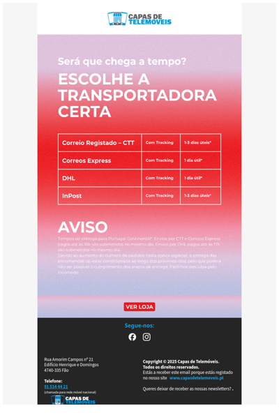 Entregas rápidas e com Tracking para o Natal.