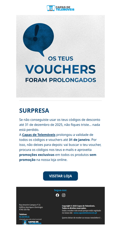 Os teus vouchers estão novamente ativos!