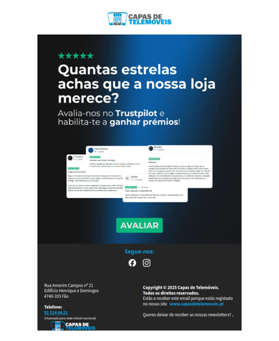 Avalia a nossa loja e habilita-te a ganhar prémios!