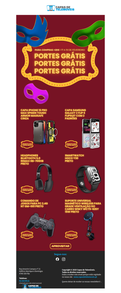 Último dia com portes grátis!