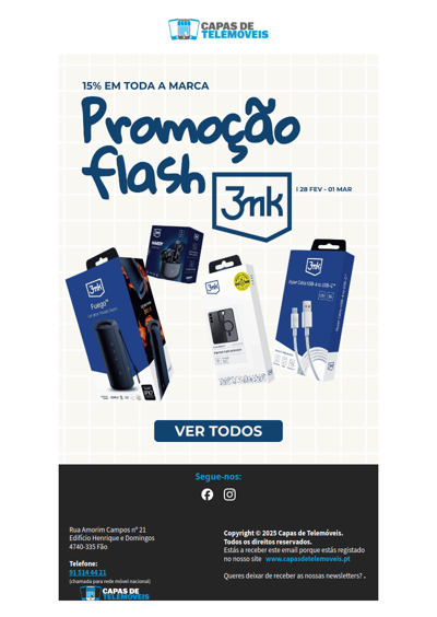 APENAS HOJE produtos 3MK com 15% de desconto!