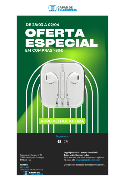 Estamos a oferecer uns fones a quem compra!