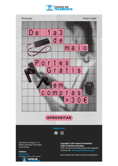 Portes Grátis agora na loja!