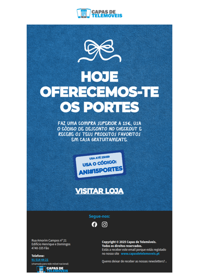 És VIP, por isso oferecemos-te os portes!