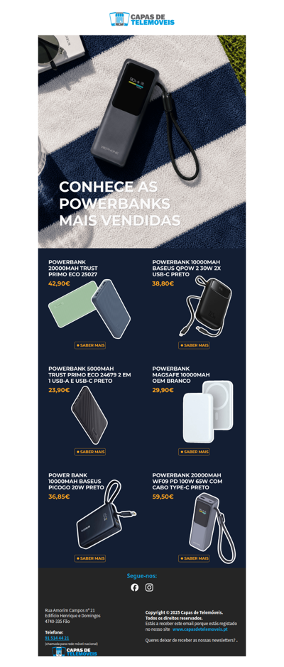 As MAIS vendidas l POWERBANKS Capas de Telemóveis