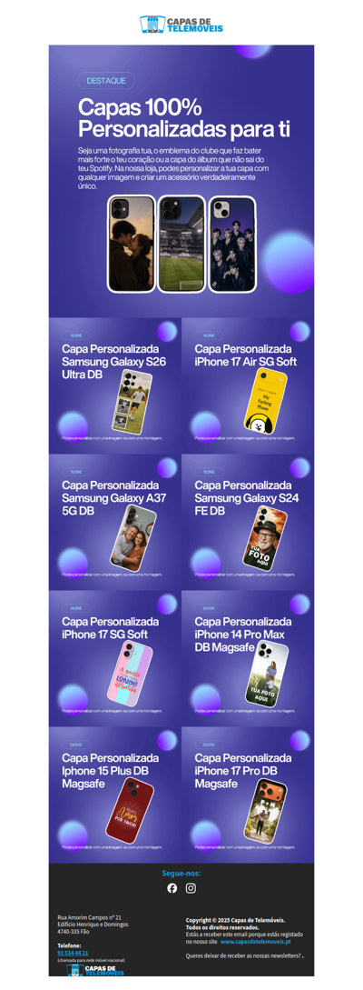 Capas 100% Personalizadas l Disponível para o seu modelo