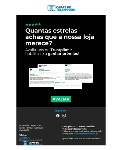 Avalia a nossa loja e habilita-te a ganhar prémios!