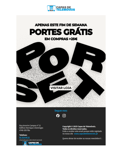 Temos Portes Grátis na nossa loja!
