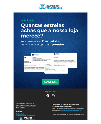 Avalia a nossa loja e habilita-te a ganhar prémios!