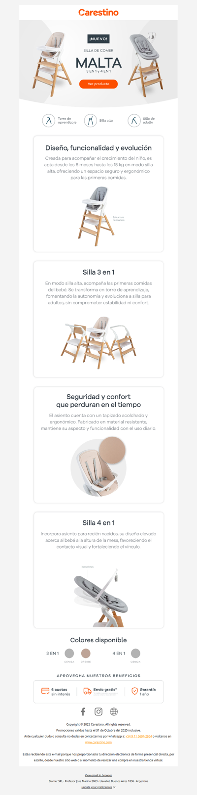 Acompañá su crecimiento con la NUEVA SILLA MALTA 🪑🤩