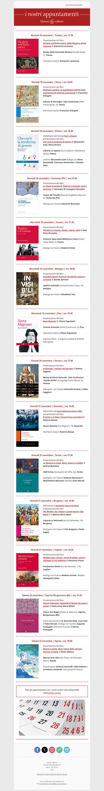 I nostri appuntamenti | Dal 18 al 22 novembre