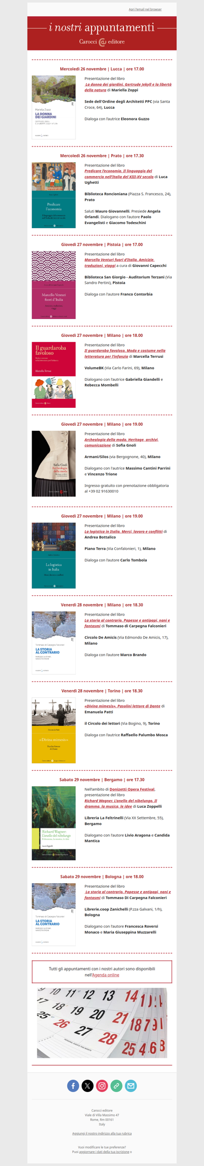 I nostri appuntamenti | Dal 26 al 29 novembre