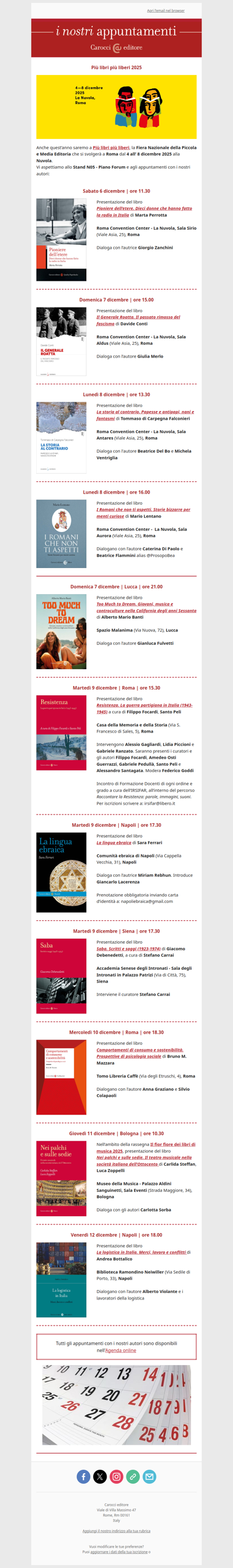 I nostri appuntamenti | Dal 6 al 12 dicembre