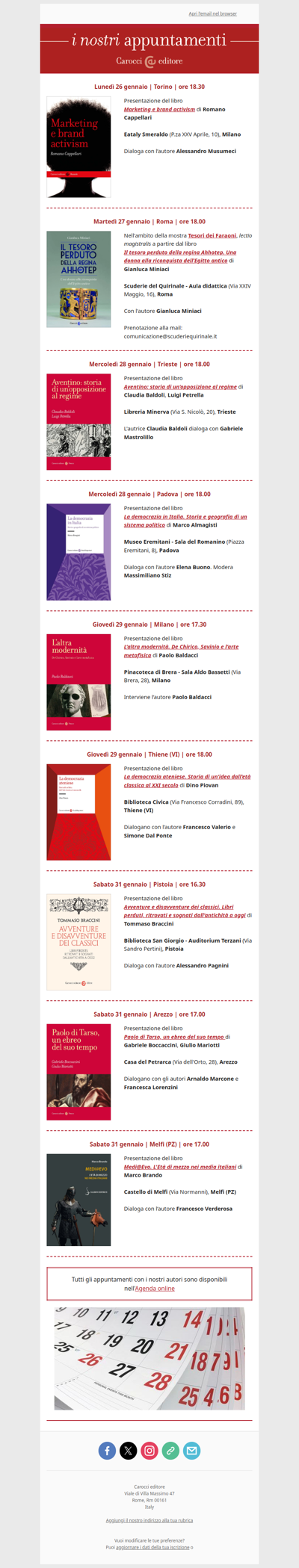 I nostri appuntamenti | Dal 26 al 31 gennaio