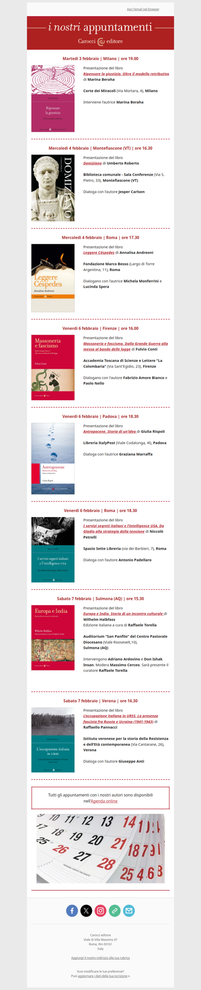 I nostri appuntamenti | Dal 3 al 7 febbraio