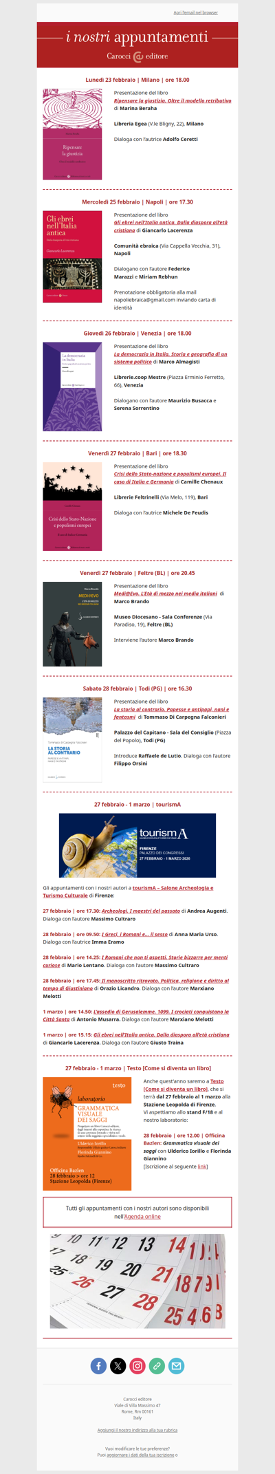 I nostri appuntamenti | Dal 23 febbraio al 1 marzo