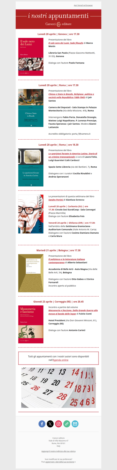 I nostri appuntamenti | Dal 20 al 24 aprile