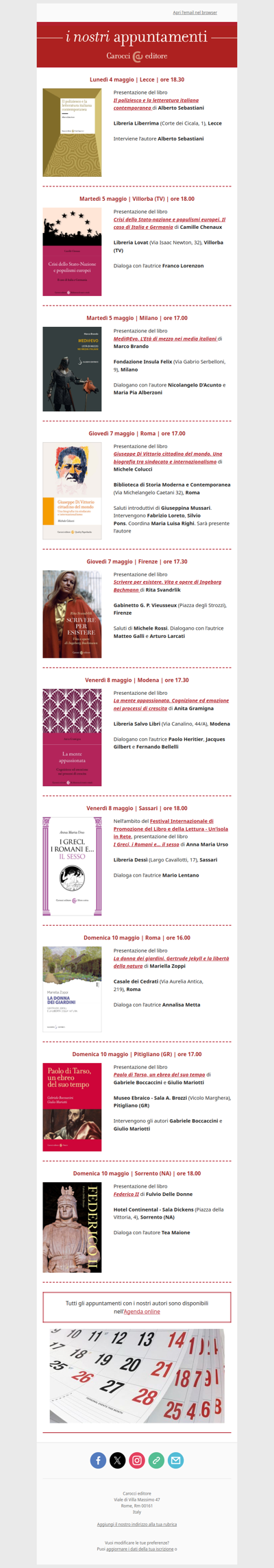 I nostri appuntamenti | Dal 4 al 10 maggio