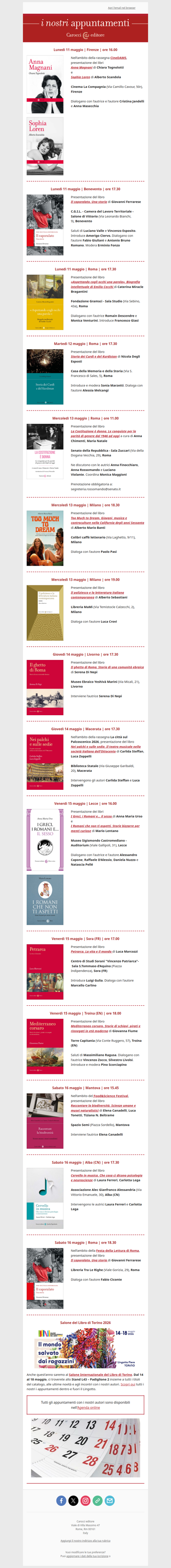 I nostri appuntamenti | Dal'11 al 16 maggio