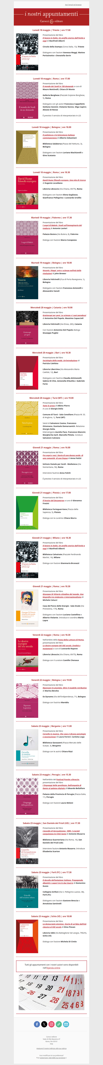 I nostri appuntamenti | Dal 18 al 23 maggio