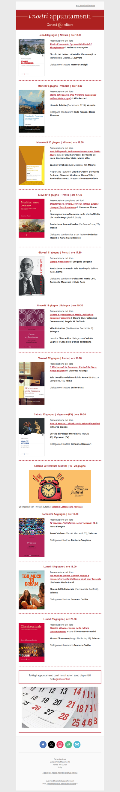 I nostri appuntamenti | Dall'8 al 14 giugno