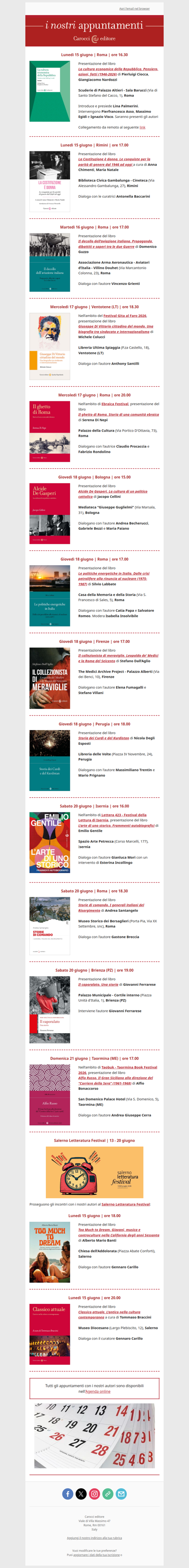 I nostri appuntamenti | Dal 15 al 21 giugno