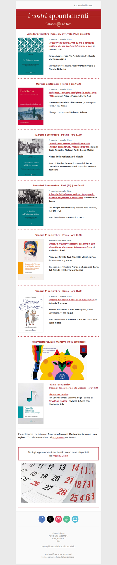 I nostri appuntamenti | Dal 7 al 13 settembre