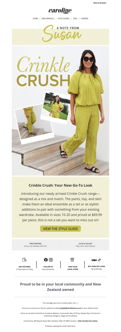 A Note From Susan: Crinkle Crush 💚