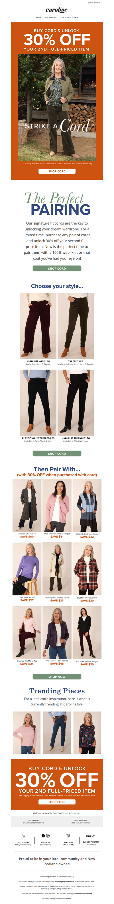 Hi ca, style your cords with 30% off 👖