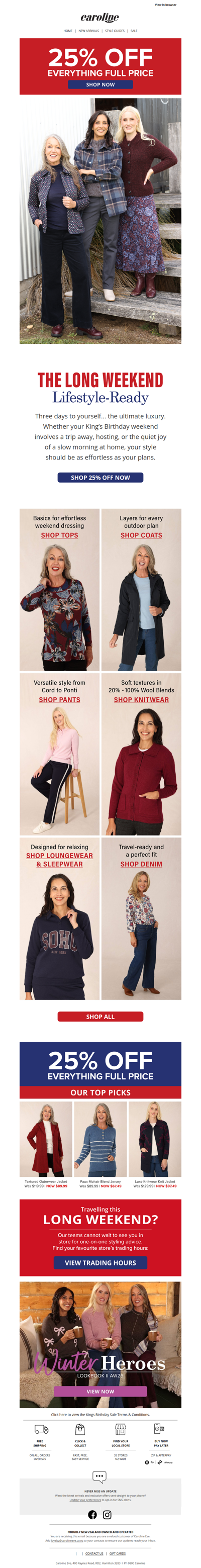 Long weekend style (and 25% off!)