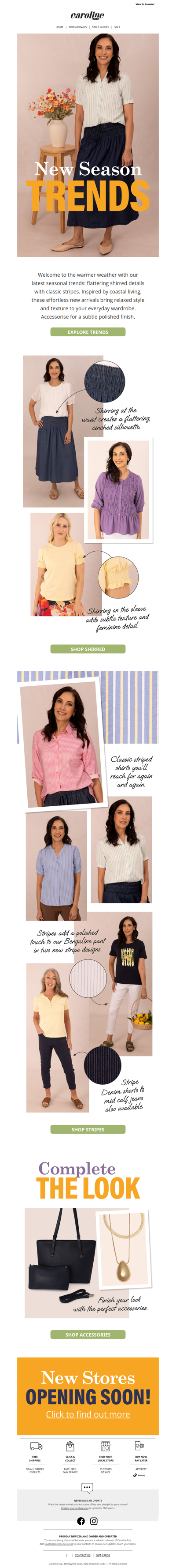 Stylish stripes & shirring detailing for Spring
