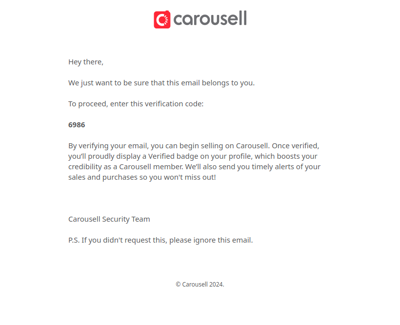 Verify your email on Carousell