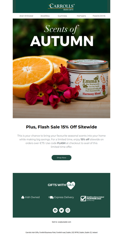 Flash Sale: 15% Off Sitewide Over €79