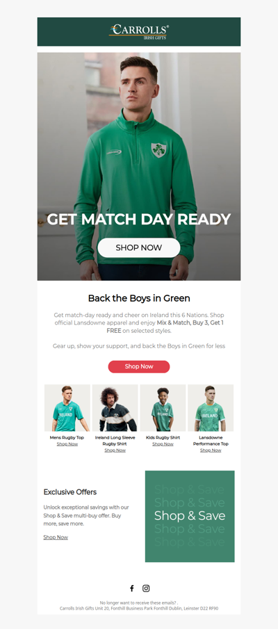Back the Boys in Green 🏉 Buy 3, Get 1 FREE