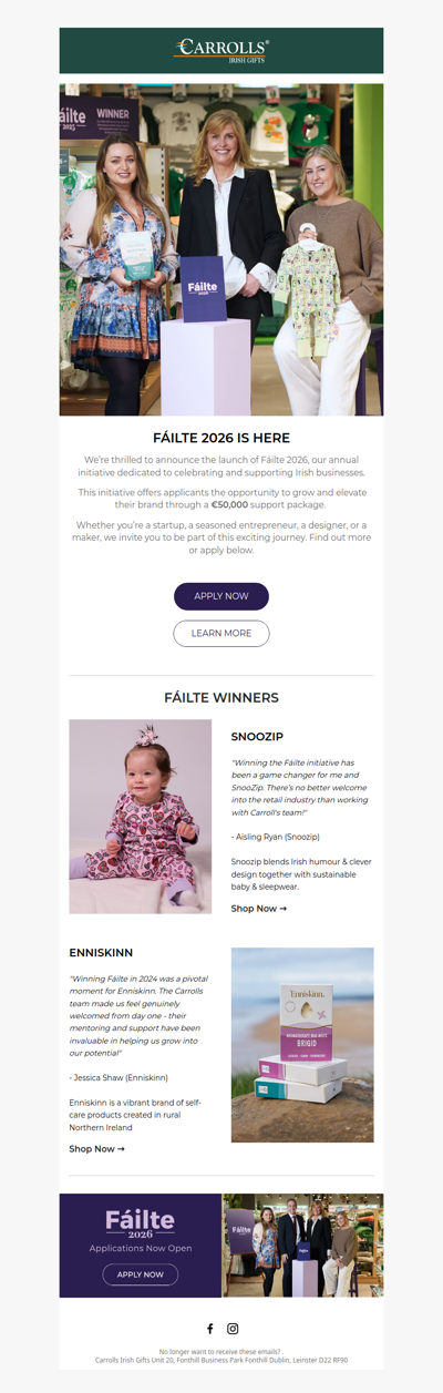 Fáilte 2026: Applications Now Open