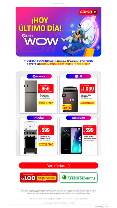 🚀 ¡Últimas horas del Cyber Wow!