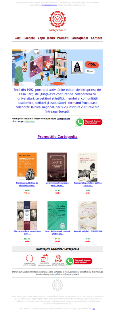 Reducerile Cartepedia - Casa Cărții de Știință 10%