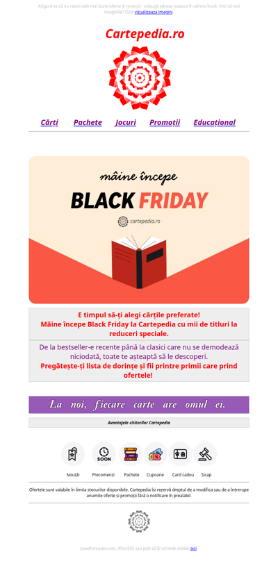 Black Friday începe mâine la Cartepedia!