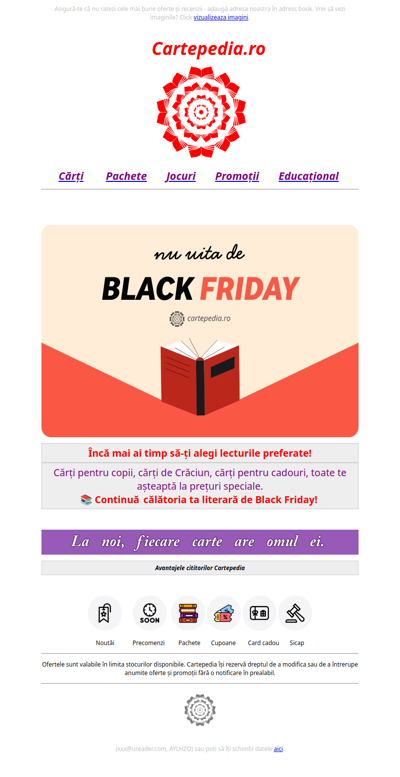 Black Friday continuă la Cartepedia! 📚