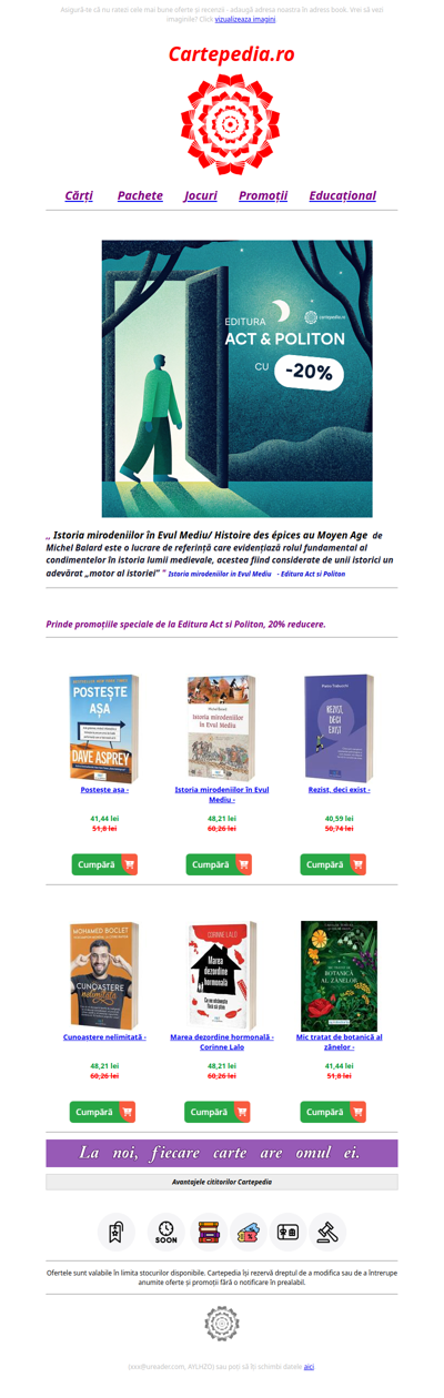 Reducere 20% Editura Act si Politon