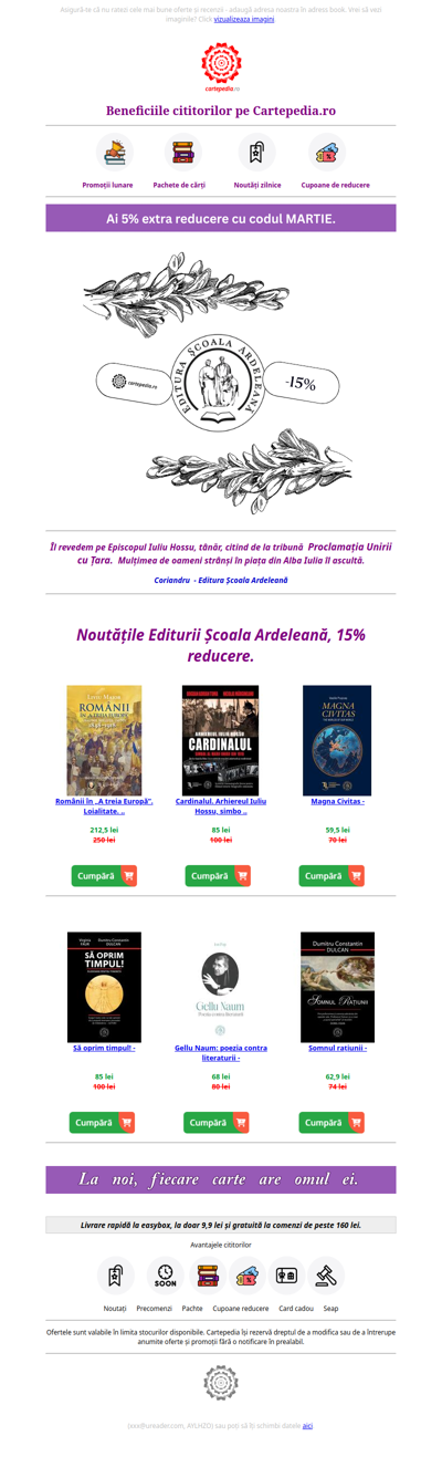 Reducere 15% Editura Școala Ardeleană