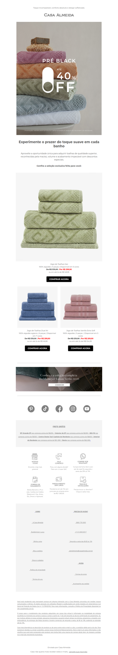 Wsawd, Toalhas luxuosas com descontos especiais