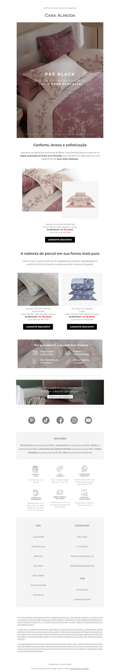 Desconto exclusivo na linha Gran Percalle