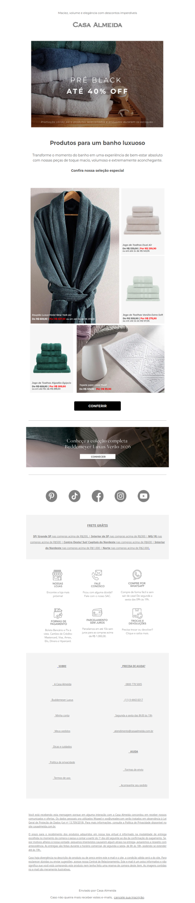 Até 40% OFF para um banho luxuoso