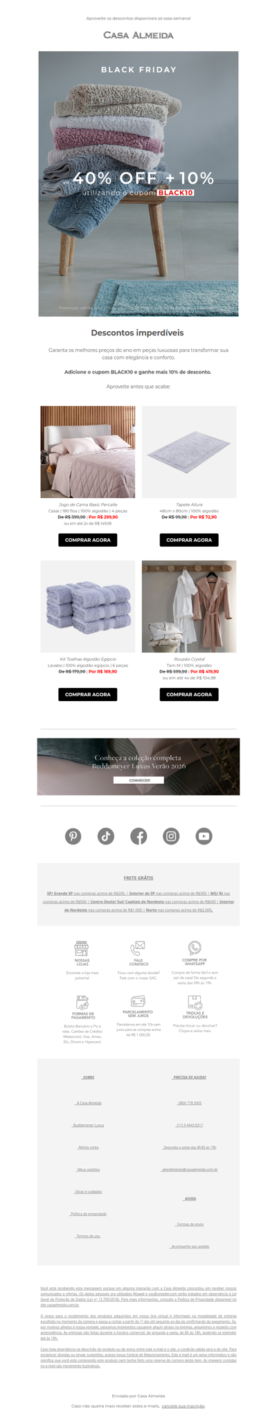 Até 40% OFF + 10% extra com cupom