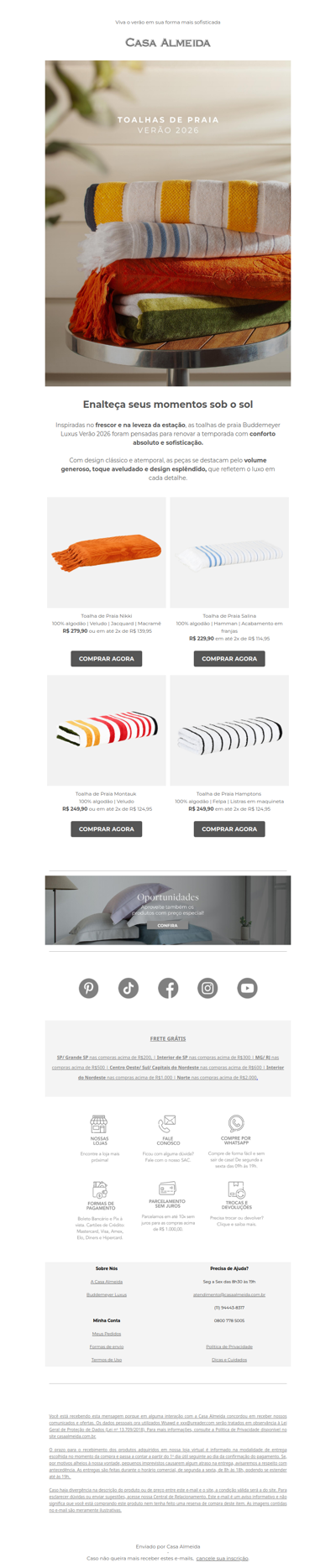 Renove as toalhas de praia para o verão